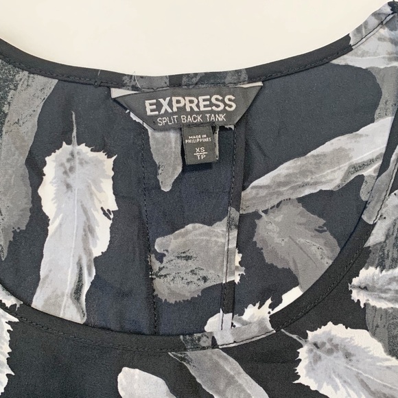 Express Split Back Tank Black Gray Feathers Top Blouse Sleeveless - XS - Picture 5 of 7